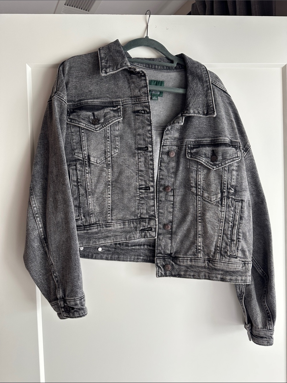 wild fable Washed Black Cropped Denim Jacket